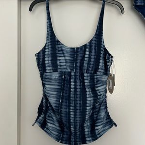 Prana Melody Tankini Top and Bottom Belize Hazy Days Tie Dye Blue NWT $90 Size L